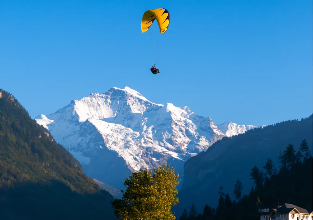 Yellow Paraglider over Hohematte Park