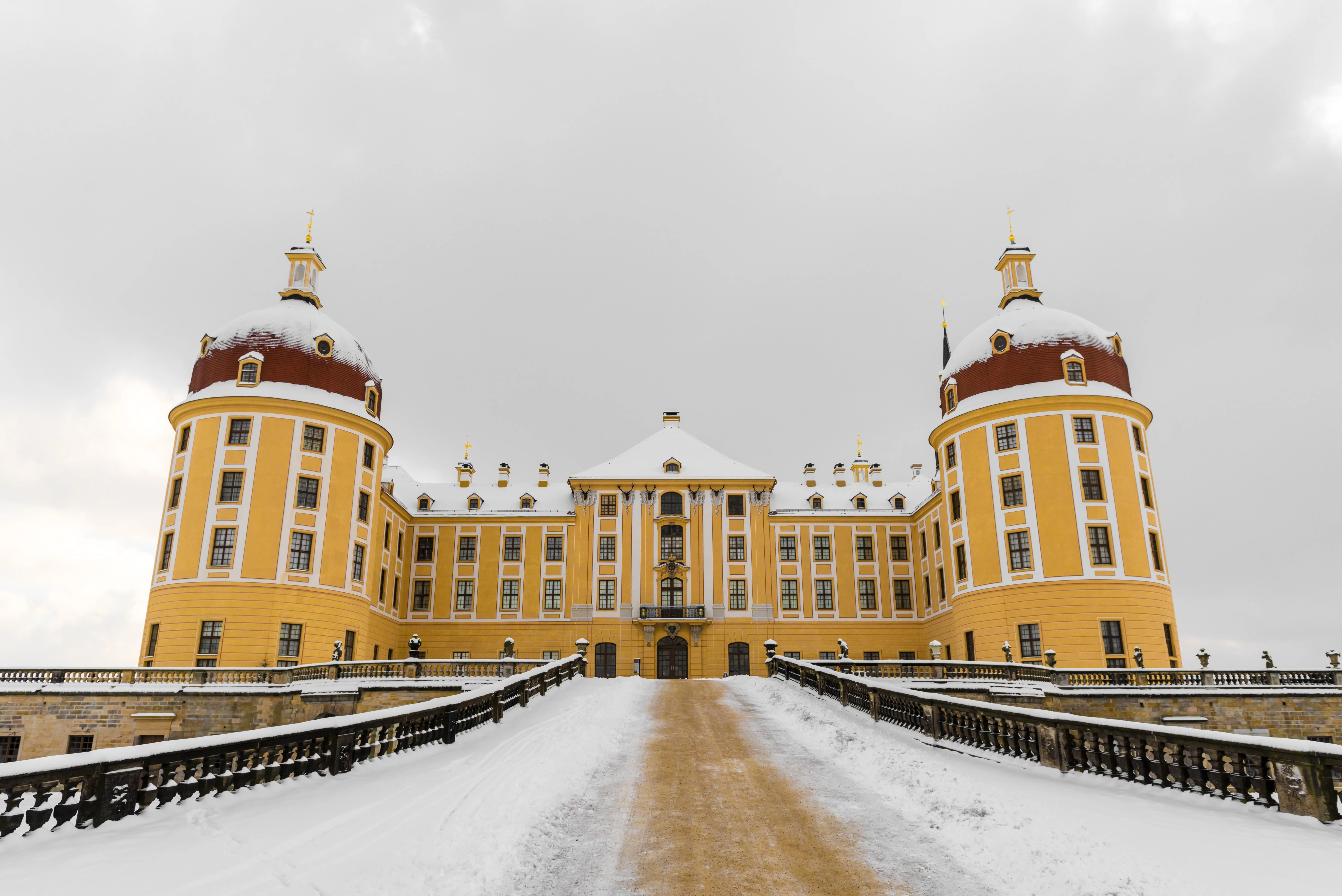 Yellow Moritzburg Palace in the Snow