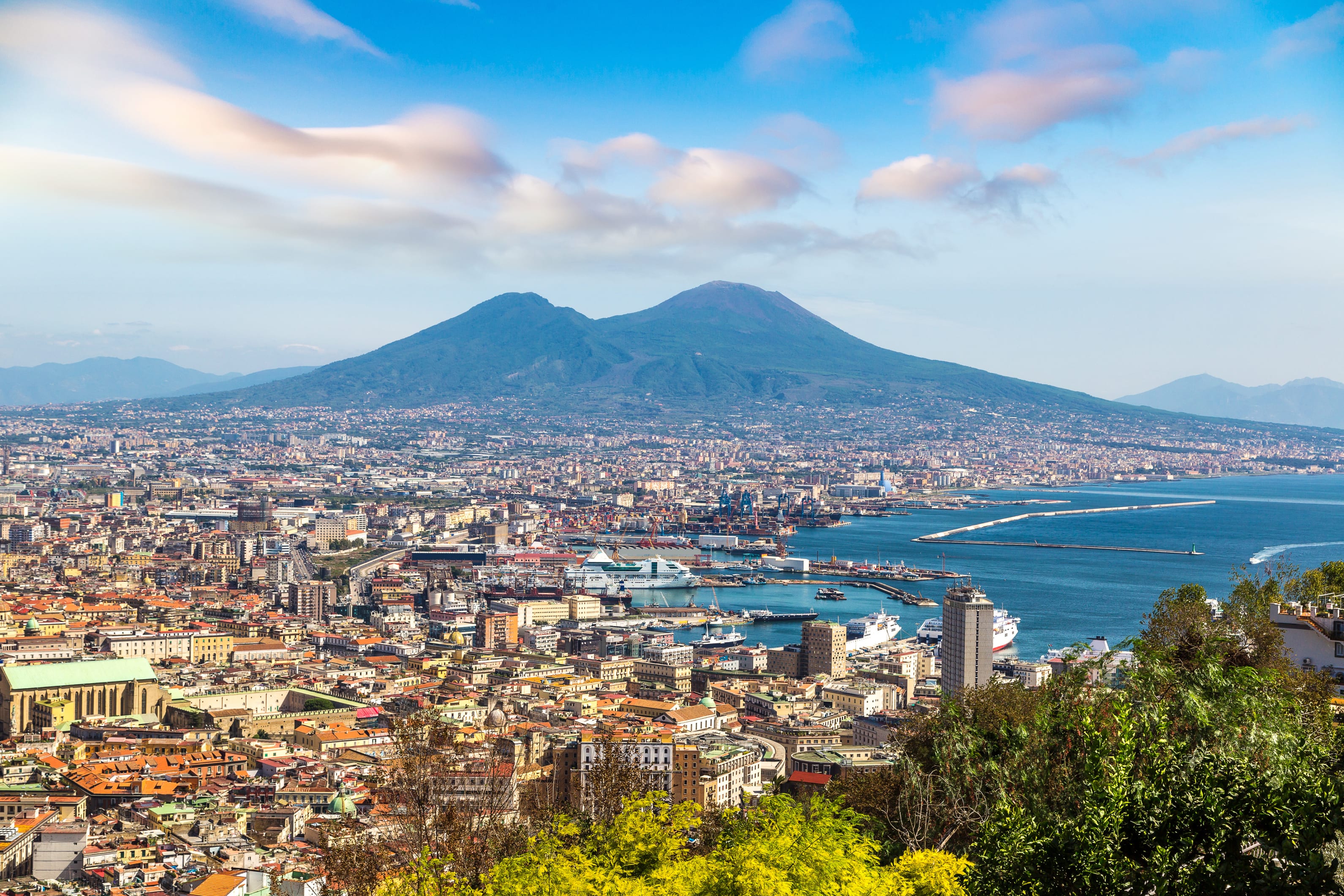 View of Naples with Mount Vesuvius in the Backdrop