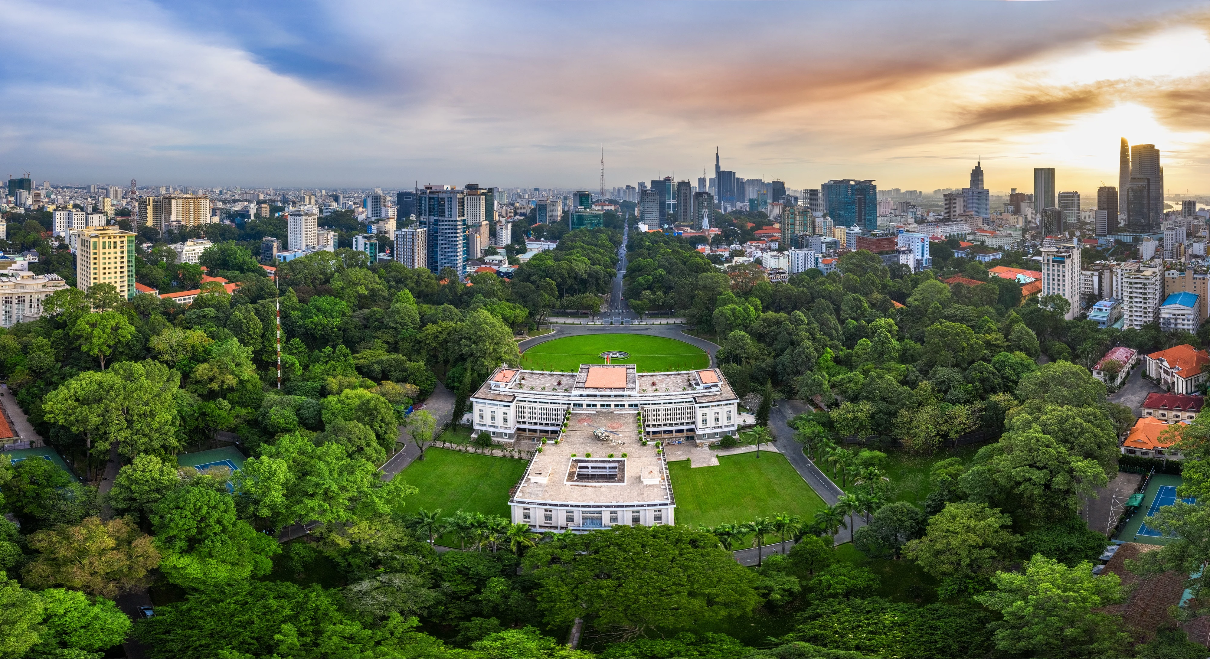 aerial view of the reunification palace