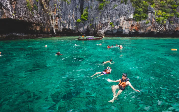 Snorkeling in Crystal Blue Water in Koh Samui Thailand