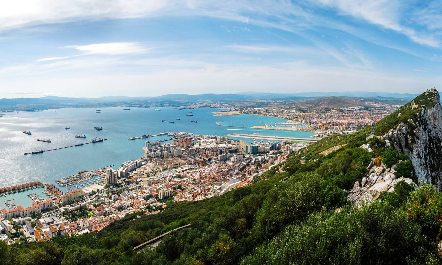 View over Gibraltar and Gibraltar Rock