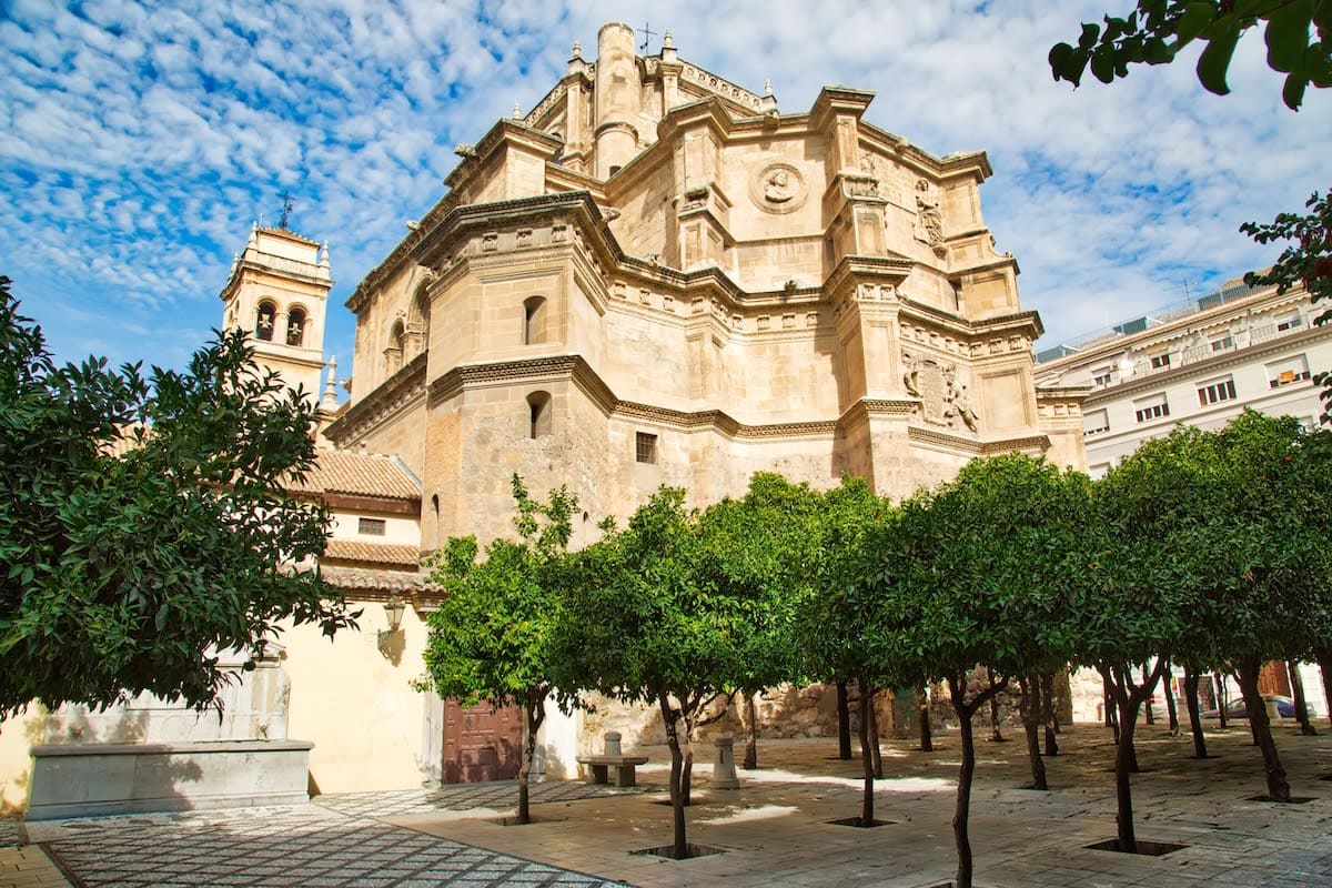 Looking up at Convent of San Jeronimo in Granada, Spain