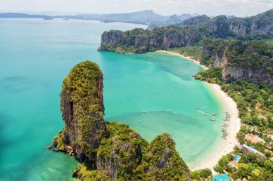 Aerial View of the Turquoise Beaches in Krabi Thailand