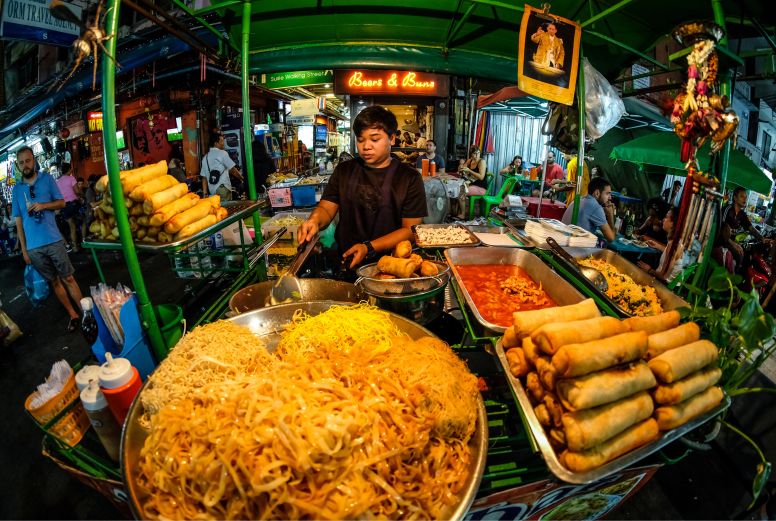Bangkok Street Food Vendor Selling at Night Market