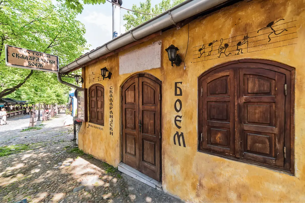 Street in Skadarlija with Old-Fashioned Home