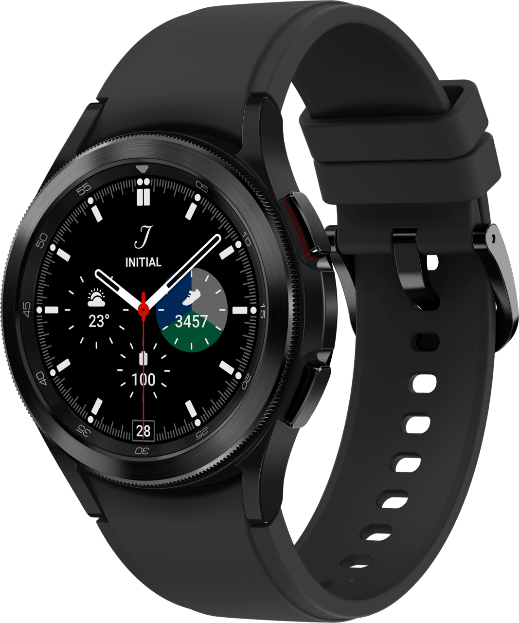 Black Samsung Galaxy Watch4 Classic, Stainless steel case & Sport band, 42mm.1