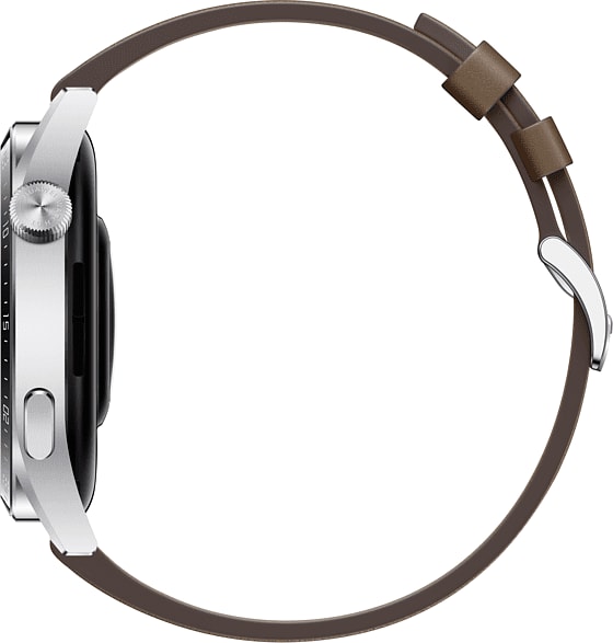 Braun Smartwatch Huawei GT3, Edelstahlgehäuse & Lederarmband, 46mm.5