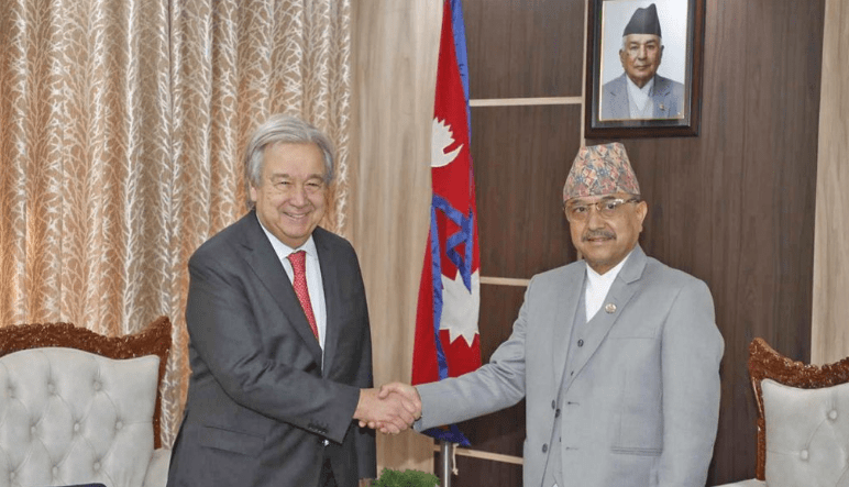 राष्ट्रसंघका महासचिव गुटरेस र उपप्रधानमन्त्री खड्काबीच भेटवार्ता