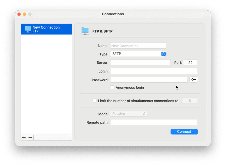 connect to sftp with commander one