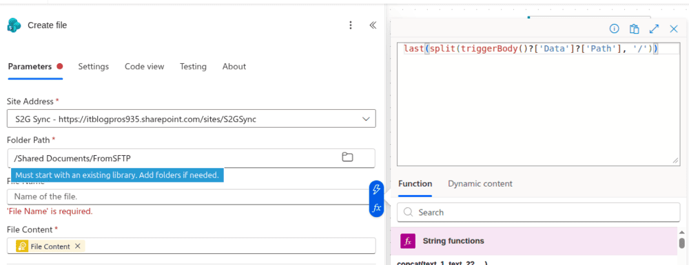 sync sftp to sharepoint automation