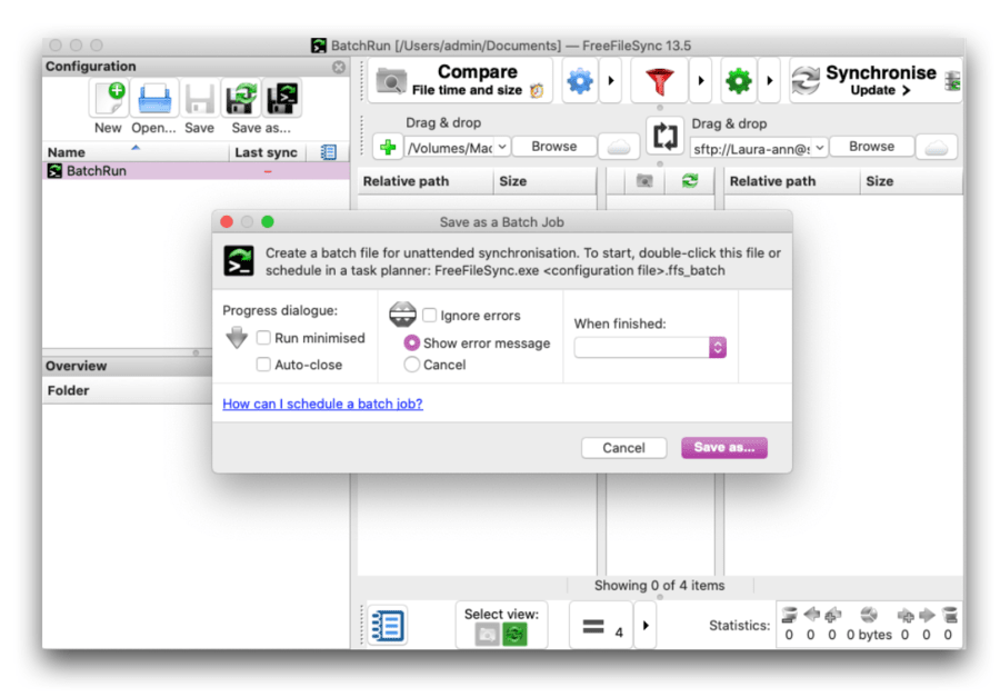 how to sync sftp to go to local mac