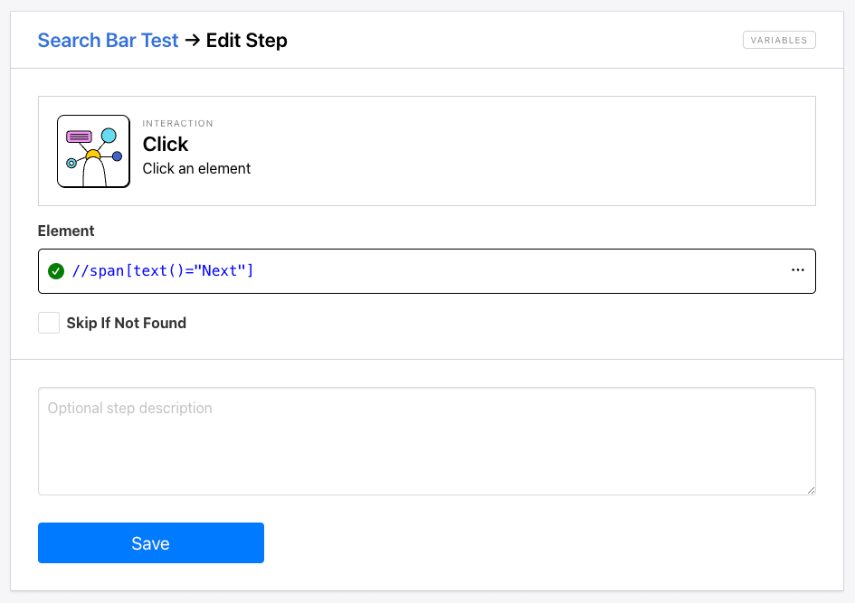 Screenshot of Roborabbit click action setup