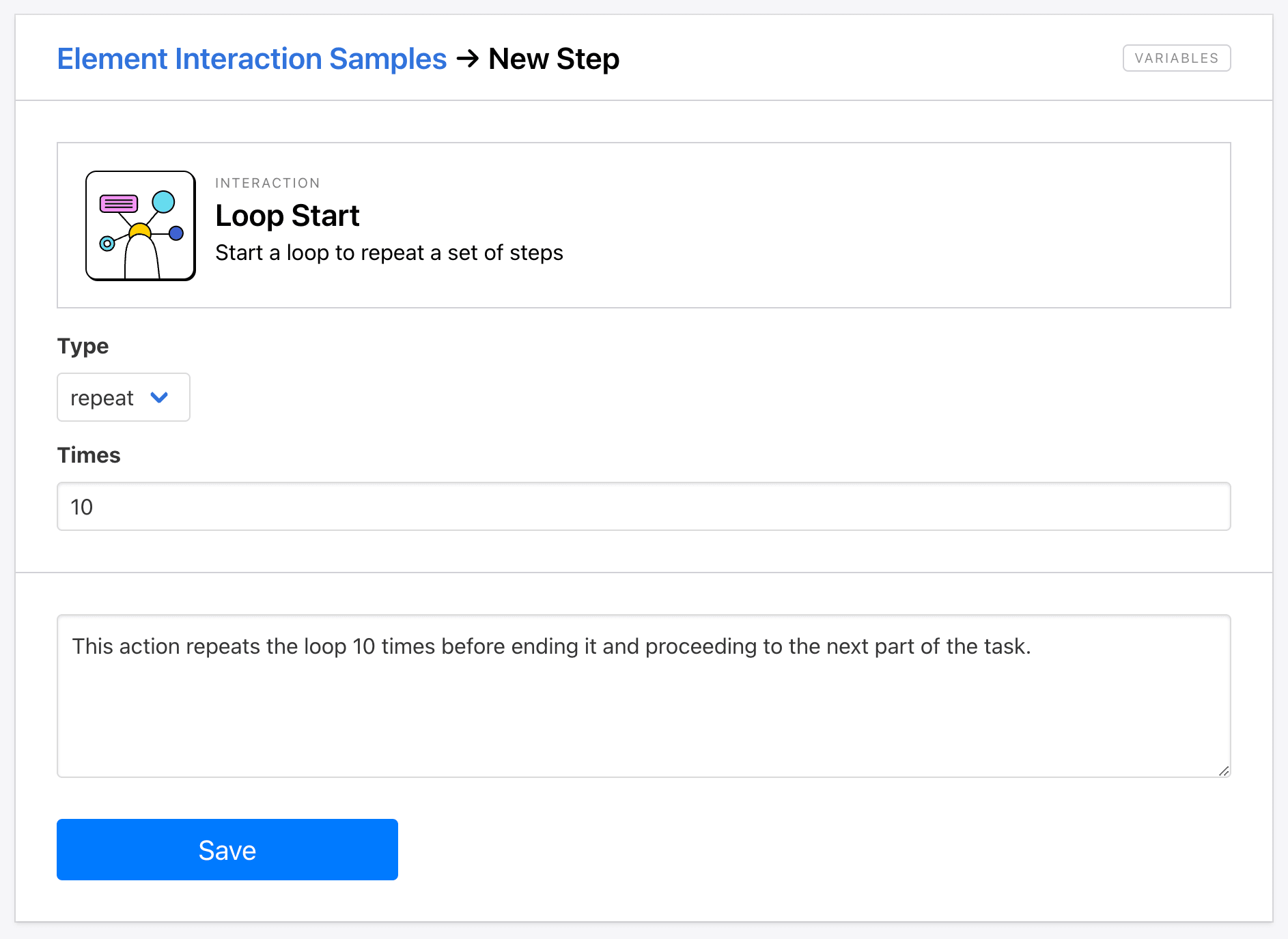 Screenshot of Roborabbit loop start step