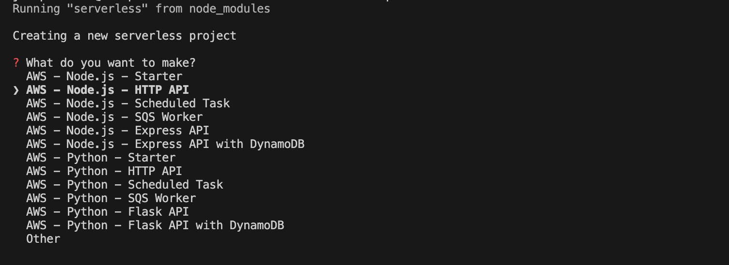 Serverless CLI - choosing the type of project.png