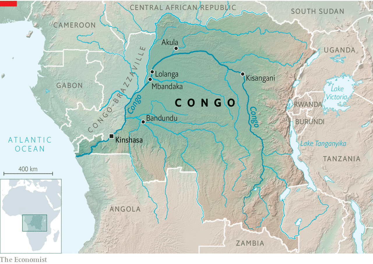 Map of the congo river basin Royalty Free Vector Image