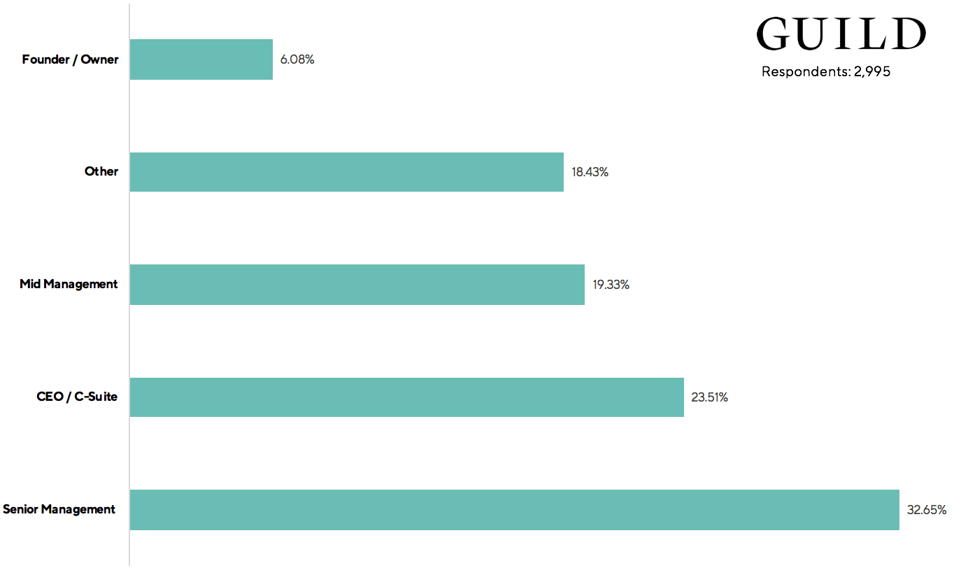 24% of Guild users are CEOs or C-Suite executives and 6% are founders or owners of the business.