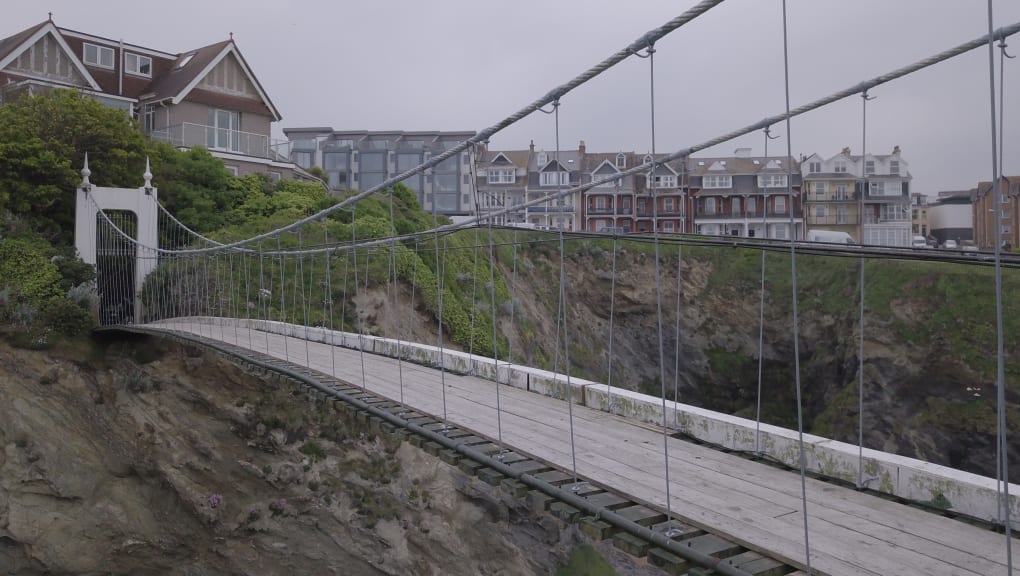 Day time view from the side of the Newquay Harper Footbridge
