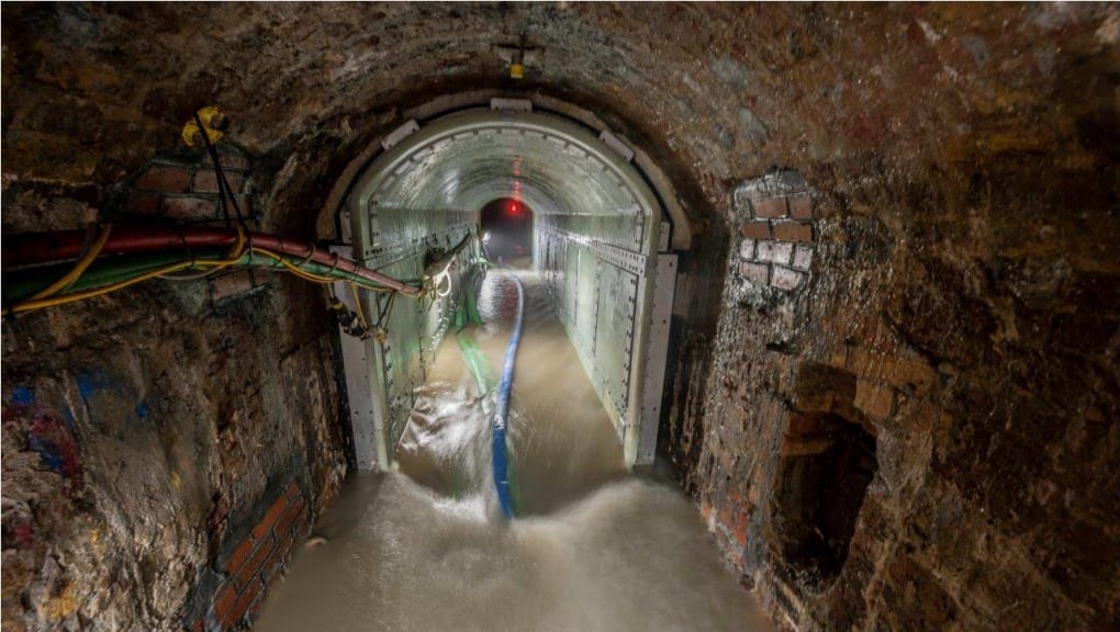 Interior view of waste in the King's scholar pond sewer