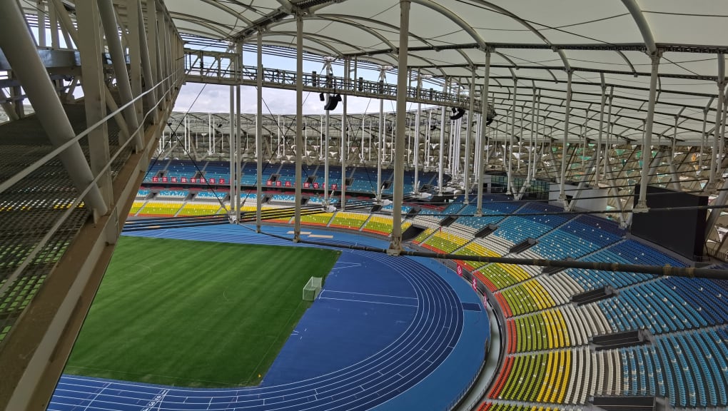 View of the pitch at the Stadium of Sanya International Sports Industry Park