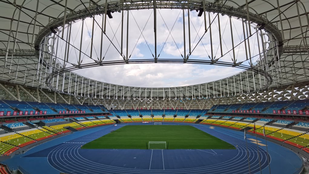 View of the pitch at the Stadium of Sanya International Sports Industry Park