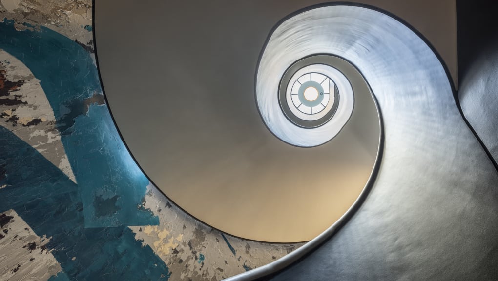 Bottom view of the spiral staircase
