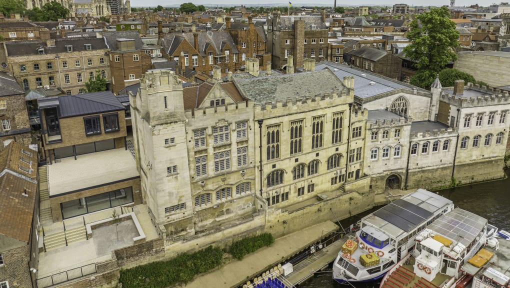 Aerial view of York Guildhall