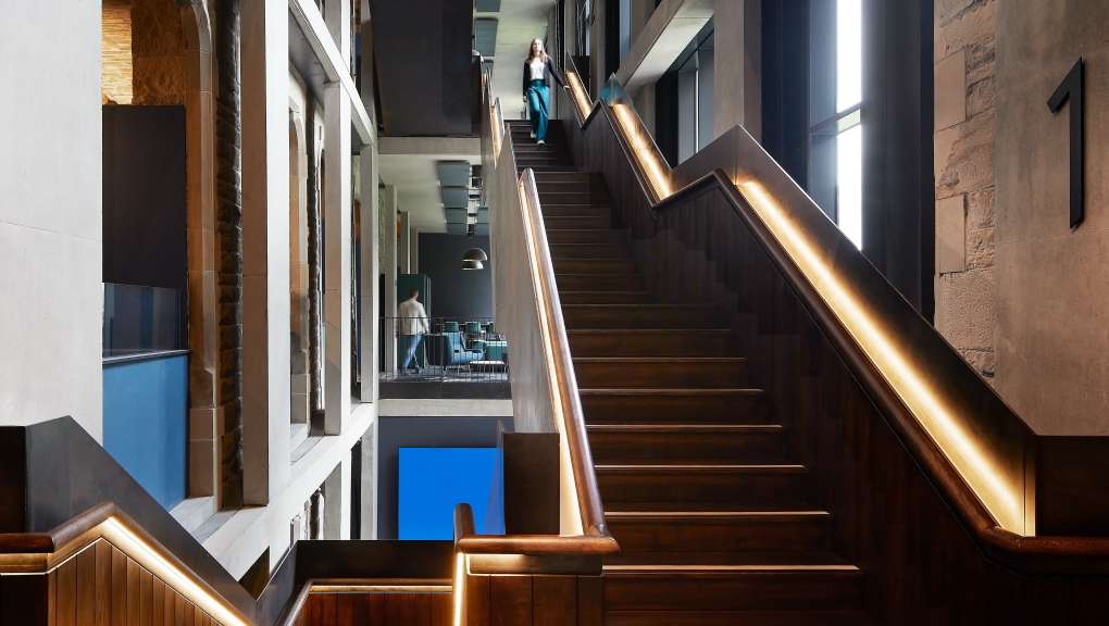 The Edinburgh Futures Institute, staircase. Copyright: Hufton and Crow Photography, 2025.