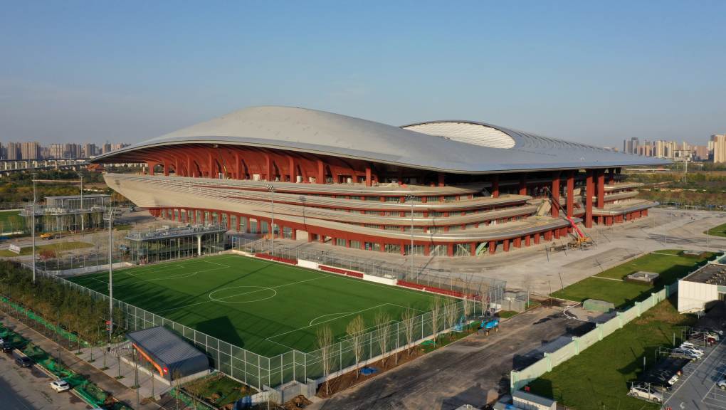 The stadium nearing completion. Copyright: Shanghai Institute of Architectural Design & Research Co., Ltd and sbp, 2026.