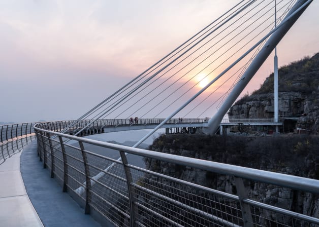 Shot of the Tanxishan glass landscape pedestrian bridge