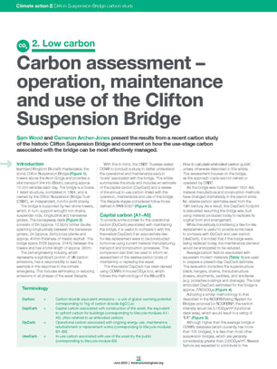 Carbon assessment – operation, maintenance and use of the Clifton Suspension Bridge