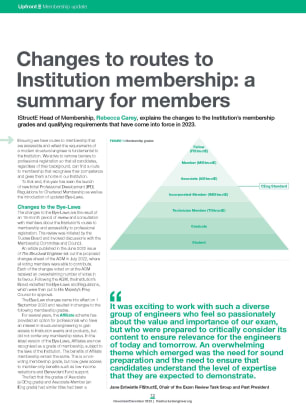 Changes to routes to Institution membership: a summary for members