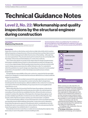 Technical Guidance Note (Level 2, No. 22): Workmanship and quality inspections by the structural engineer during construction