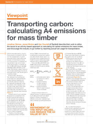 Viewpoint: Transporting carbon: calculating A4 emissions for mass timber
