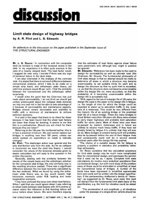 Discussion on Limit State Design of Highway Bridges by A.R. Flint and L.S. Edwards. An Addendum to t