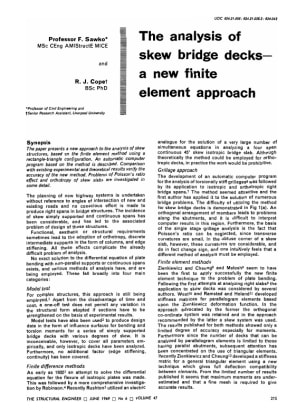The Analysis of Skew Bridge Decks - a New Finite Element Approach