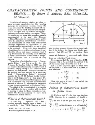 Characteristic Points and Continuous Beams