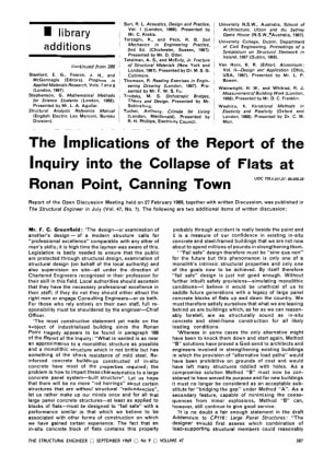 The Implications of the Report of the Inquiry into the Collapse of Flats at Ronan Point, Canning Tow