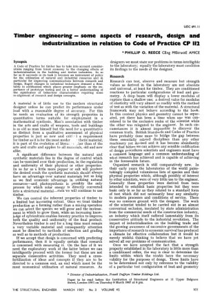 Timber Engineering - Some Aspects of Research, Design and Industrialization in Relation to Code of P