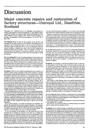 Discussion on Major Concrete Repairs and Restoration of Factory Structures - Uniroyal Ltd., Dumfries
