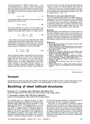 Synopsis Buckling of Steel Latticed Struct by Professor P. C. Varghese and C. Ganapathy Chettiar