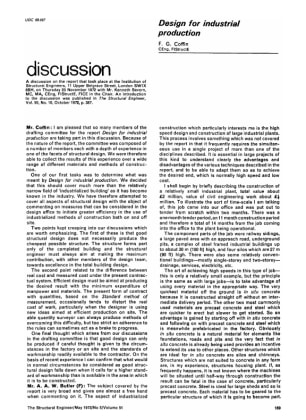 Discussion on Design for Industrial Production by F.G. Coffin