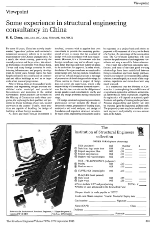 Some Experience in Structural Engineering Consultancy in China