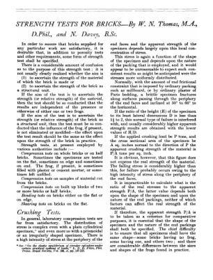 Strength Tests for Bricks - The Institution of Structural Engineers