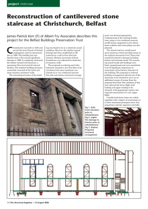 Reconstruction of cantilevered stone staircase at Christchurch, Belfast