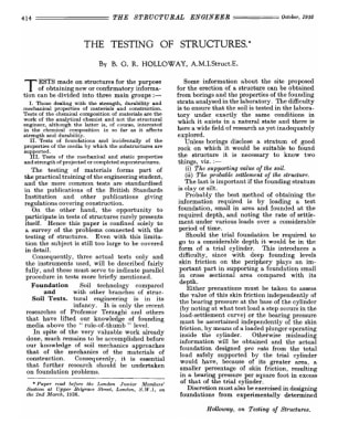 The Testing of Structures