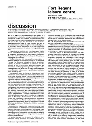 Discussion on Fort Regent Leisure Centre by W.H. Davies, B.A. Gray and F.E.S. West