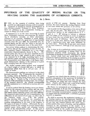 Influence of the Quantity of Mixing Water on the Heating During the Hardening of Aluminious Cements