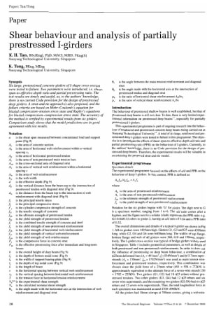 Shear Behaviour and Analysis of Partially Prestressed I-Girders