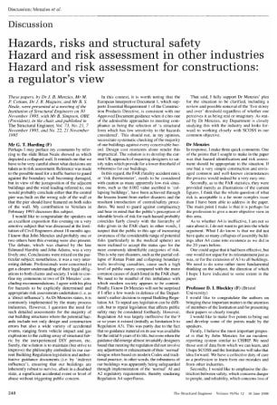 Discussion on Hazards, Risks and Structural Safety; Hazard and Risk Assessment in Other Industries; 
